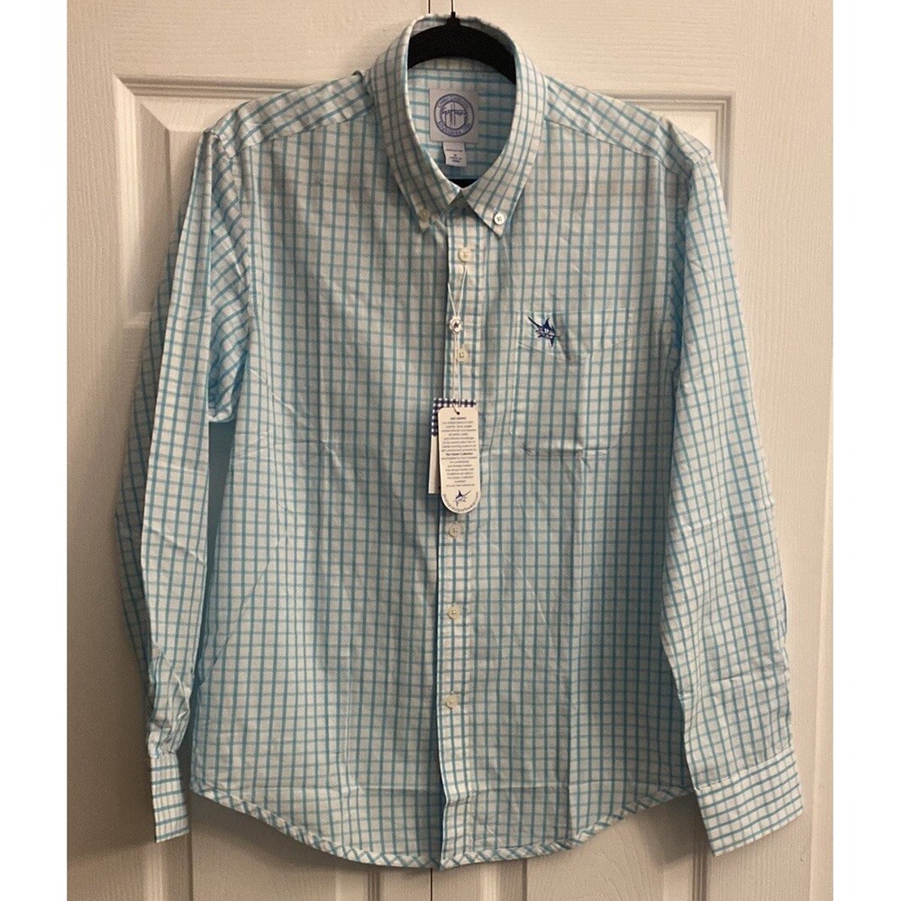 Guy Harvey Exeter Button Down Womens S Blue Gingham Plaid Cotton MH78113 LS MNT